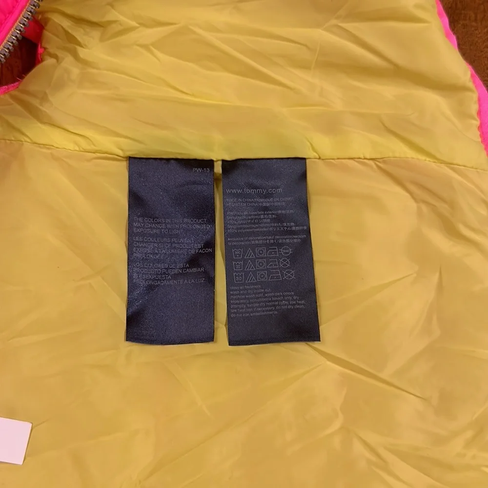TOMMY HILFIGER girls Vest Pink Polyester Puffer Sleeveless Full Zipper